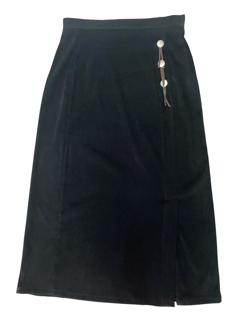 Denim & Co. Womens Vintage Black Solid Midi Pencil Western Style Skirt